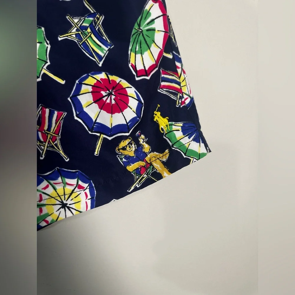 Polo Ralph Lauren Traveler Swim Trunks Men’s XL‎ Polo Bear Beach Umbrella Navy